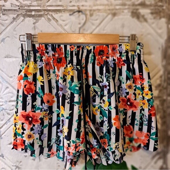 Gilligan & O’Malley Sleep Shorts Stripe Floral Size XS - Picture 2 of 10